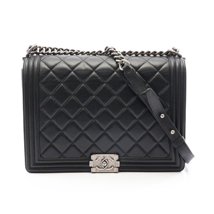 ボーイシャネル ラージ マトラッセ チェーンショルダーバッグ ラムスキン ブラック シルバー金具 シャネル バッグ CHANEL
