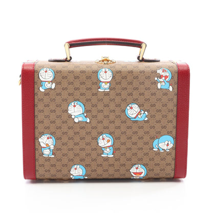 GUCCI × ドラえもん ビューティーケース ハンドバッグ PVC レザー ベージュ ボルドー グッチ