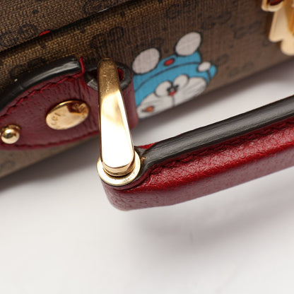 GUCCI × ドラえもん ビューティーケース ハンドバッグ PVC レザー ベージュ ボルドー グッチ