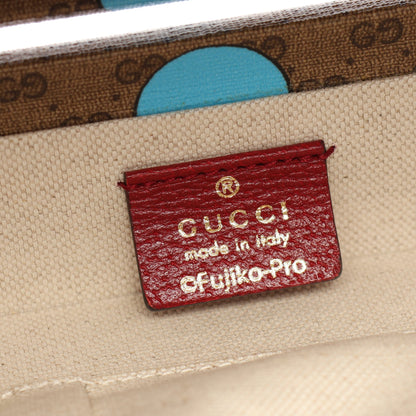 GUCCI × ドラえもん ビューティーケース ハンドバッグ PVC レザー ベージュ ボルドー グッチ