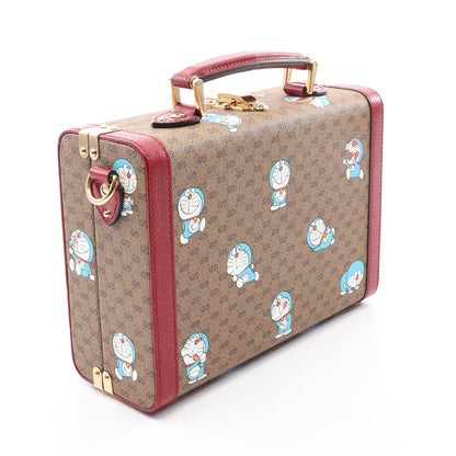 GUCCI × ドラえもん ビューティーケース ハンドバッグ PVC レザー ベージュ ボルドー グッチ