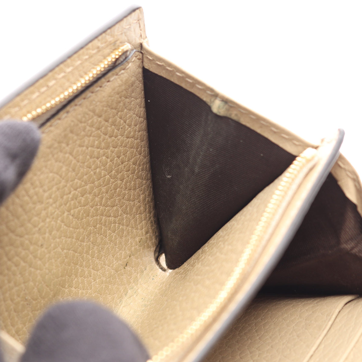 GGマーモント 二つ折り財布 PVC レザー グレーベージュ ホワイト グッチ