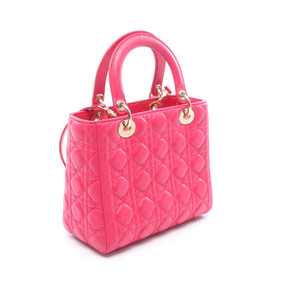 LADY DIOR レディディオール 2WAY ハンドバッグ レザー ピンク クリスチャンディオール