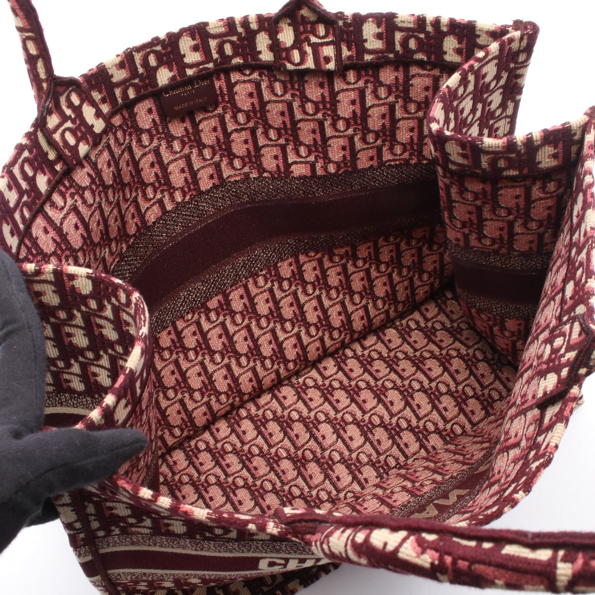 BOOK TOTE ブックトート ラージ ハンドバッグ トートバッグ キャンバス ボルドー ベージュ クリスチャンディオール バッグ Christian Dior