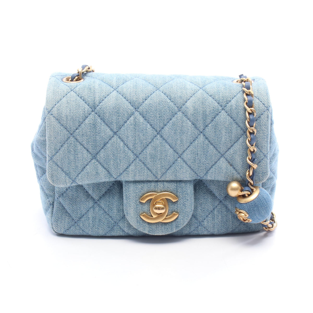 ミニマトラッセ チェーンショルダーバッグ デニム ブルー ゴールド金具 シャネル バッグ CHANEL