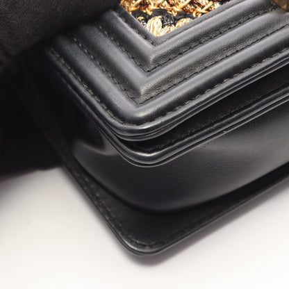 ボーイシャネル スモール チェーンショルダーバッグ ラムスキン ラメ ブラック ゴールド ゴールド金具 シャネル