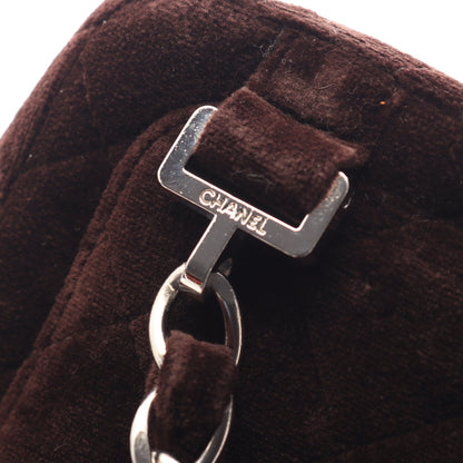 マトラッセ チェーン バックパック リュックサック ベロア ダークブラウン シルバー金具 シャネル