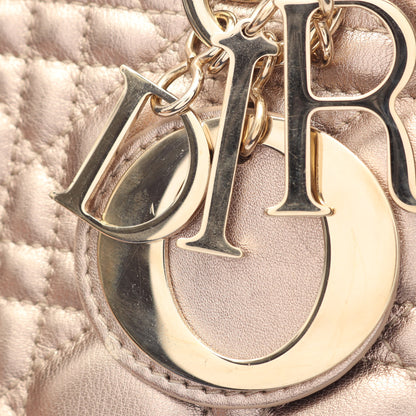 LADY DIOR MY ABCDIOR レディディオール スモール カナージュ 2WAY ハンドバッグ レザー ゴールド クリスチャンディオール