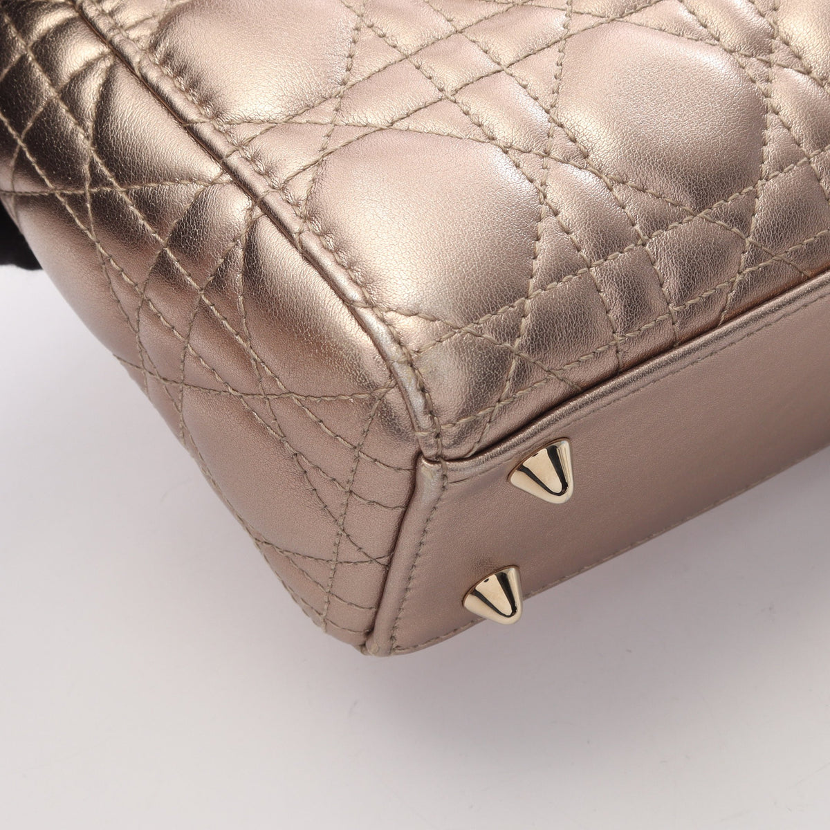 LADY DIOR MY ABCDIOR レディディオール スモール カナージュ 2WAY ハンドバッグ レザー ゴールド クリスチャンディオール