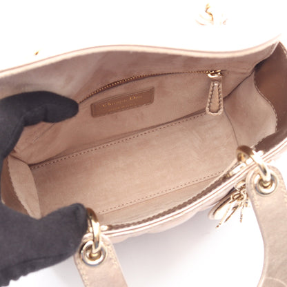 LADY DIOR MY ABCDIOR レディディオール スモール カナージュ 2WAY ハンドバッグ レザー ゴールド クリスチャンディオール