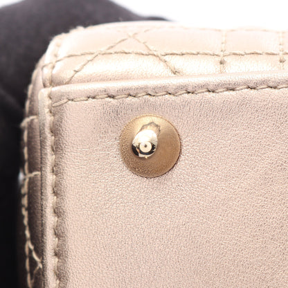 LADY DIOR MY ABCDIOR レディディオール スモール カナージュ 2WAY ハンドバッグ レザー ゴールド クリスチャンディオール