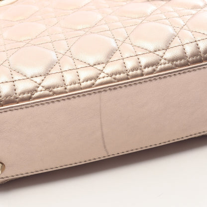 LADY DIOR MY ABCDIOR レディディオール スモール カナージュ 2WAY ハンドバッグ レザー ゴールド クリスチャンディオール
