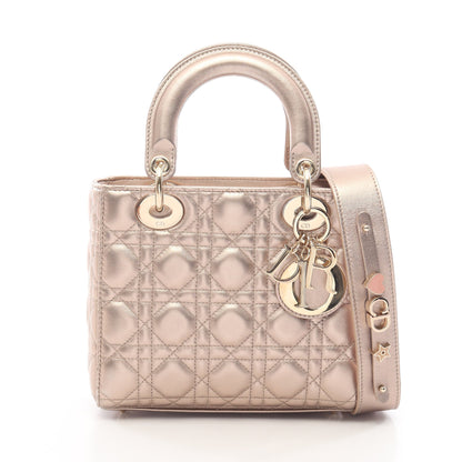 LADY DIOR MY ABCDIOR レディディオール スモール カナージュ 2WAY ハンドバッグ レザー ゴールド クリスチャンディオール