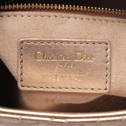 LADY DIOR MY ABCDIOR レディディオール スモール カナージュ 2WAY ハンドバッグ レザー ゴールド クリスチャンディオール