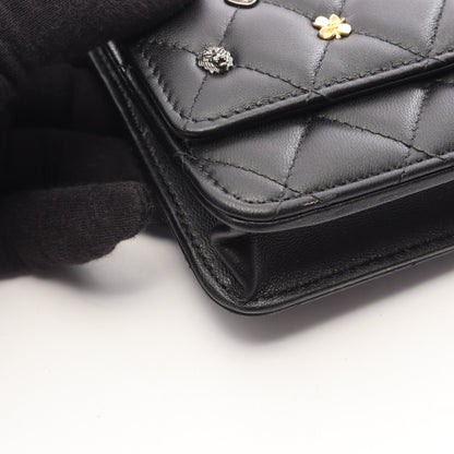 マトラッセ アイコン チェーンウォレット ラムスキン ブラック ゴールド金具 シャネル
