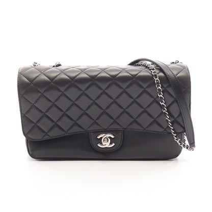 マトラッセ Wチェーンショルダーバッグ ラムスキン ブラック シルバー金具 シャネル バッグ CHANEL