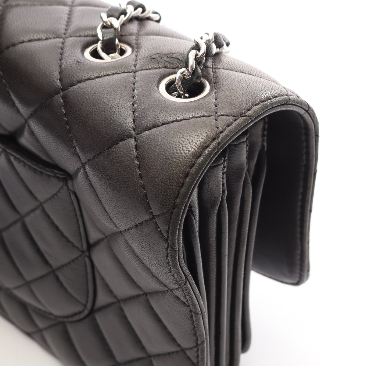 マトラッセ Wチェーンショルダーバッグ ラムスキン ブラック シルバー金具 シャネル バッグ CHANEL
