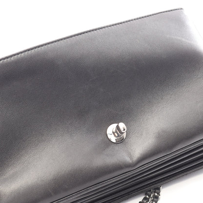 マトラッセ Wチェーンショルダーバッグ ラムスキン ブラック シルバー金具 シャネル バッグ CHANEL