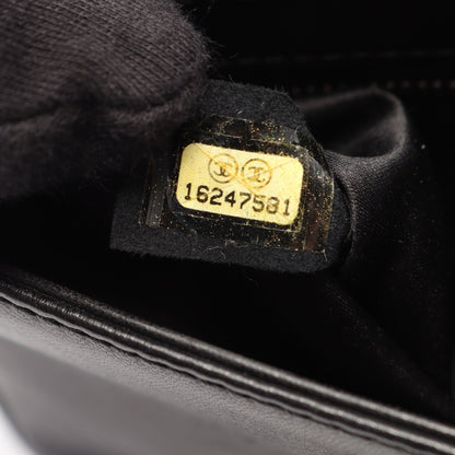 マトラッセ Wチェーンショルダーバッグ ラムスキン ブラック シルバー金具 シャネル バッグ CHANEL