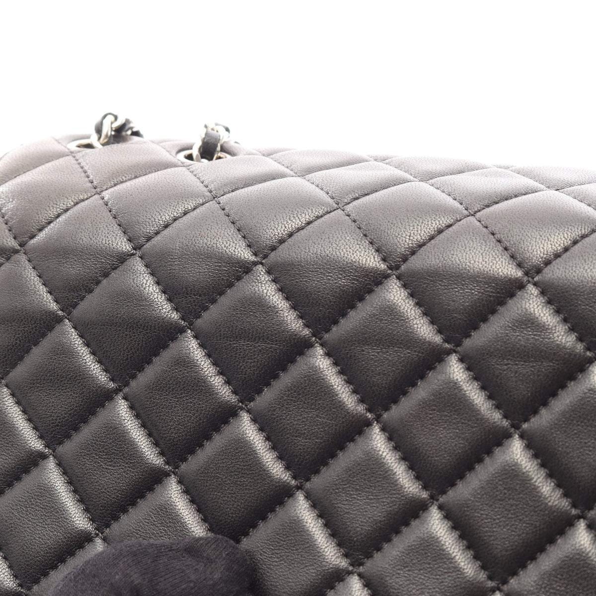 マトラッセ Wチェーンショルダーバッグ ラムスキン ブラック シルバー金具 シャネル バッグ CHANEL