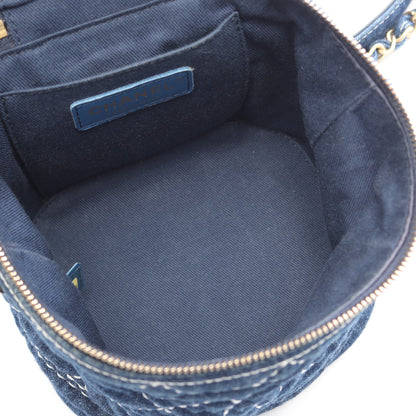 ココマーク バニティバッグ 2WAY チェーンショルダーバッグ デニム インディゴブルー ゴールド金具 シャネル