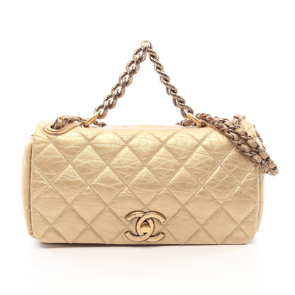 マトラッセ 2WAY アンティークゴールド金具 チェーンショルダーバッグ ラムスキン ゴールド シャネル バッグ CHANEL