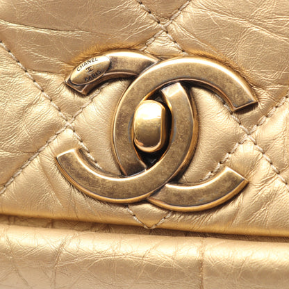 マトラッセ 2WAY アンティークゴールド金具 チェーンショルダーバッグ ラムスキン ゴールド シャネル バッグ CHANEL