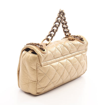 マトラッセ 2WAY アンティークゴールド金具 チェーンショルダーバッグ ラムスキン ゴールド シャネル バッグ CHANEL