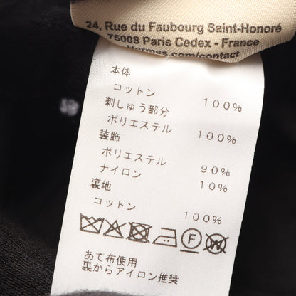 刺繍 ロング スカート コットン ブラック エルメス