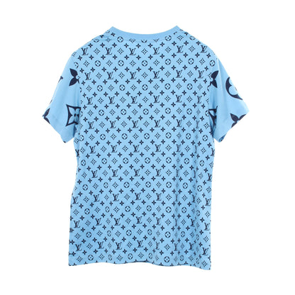 ミックス モノグラム チェーン付 半袖Tシャツ コットン ライトブルー ネイビー ルイヴィトン
