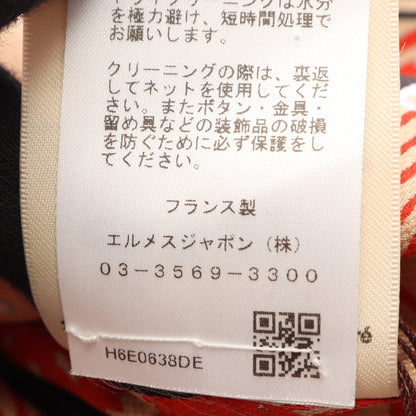 Aux Champs en Fleurs RayeH ドローストリング シャツ シルク ベージュ レッド ブラック エルメス