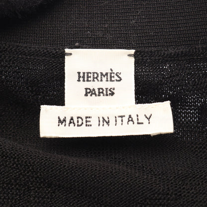 ナウサ シェーヌダンクル ロング カーディガン シルク コットン ブラック エルメス トップス HERMES