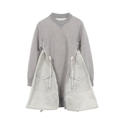 Sponge Sweat Nylon Twill Dress ドッキング ワンピース ナイロン コットン グレー サカイ