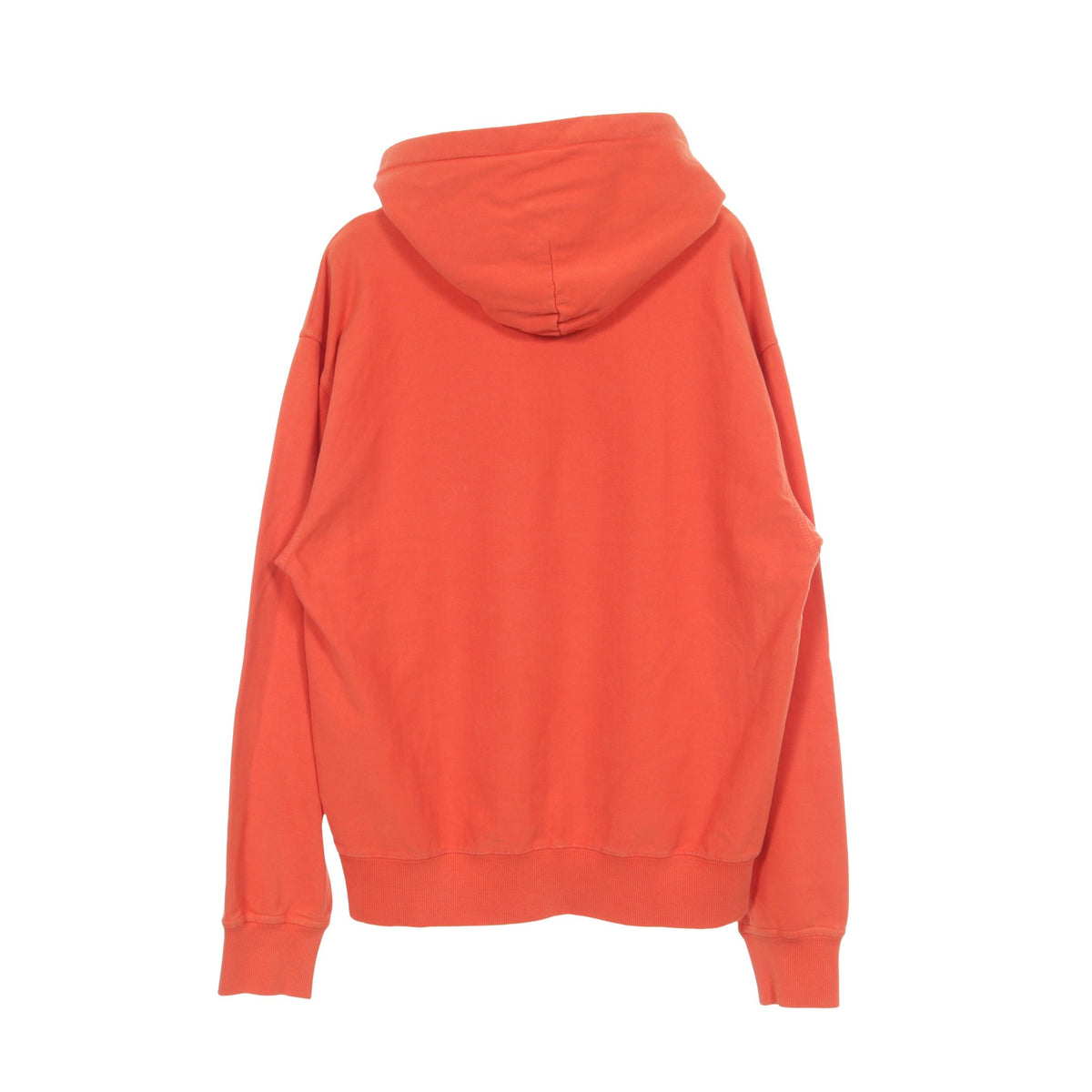 STUSSY × Champion ロゴプリント ユーズド加工 プルオーバーパーカー コットン オレンジ ステューシー