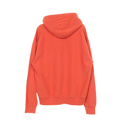 STUSSY × Champion ロゴプリント ユーズド加工 プルオーバーパーカー コットン オレンジ ステューシー