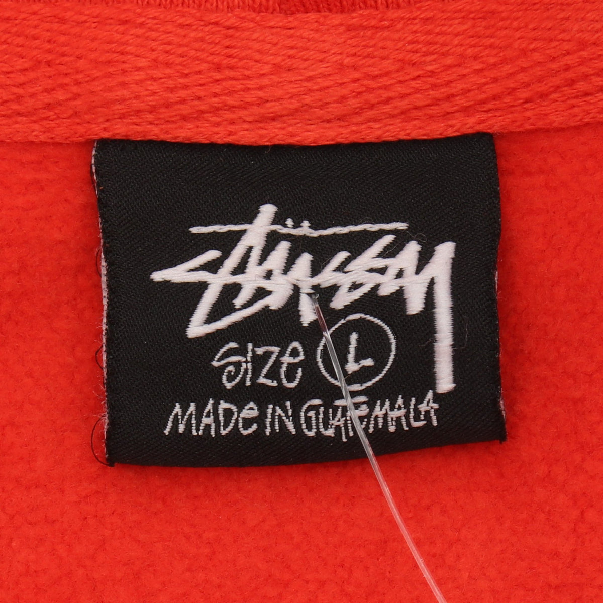 STUSSY × Champion ロゴプリント ユーズド加工 プルオーバーパーカー コットン オレンジ ステューシー