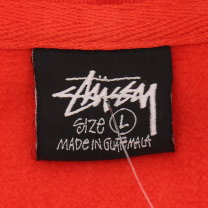 STUSSY × Champion ロゴプリント ユーズド加工 プルオーバーパーカー コットン オレンジ ステューシー