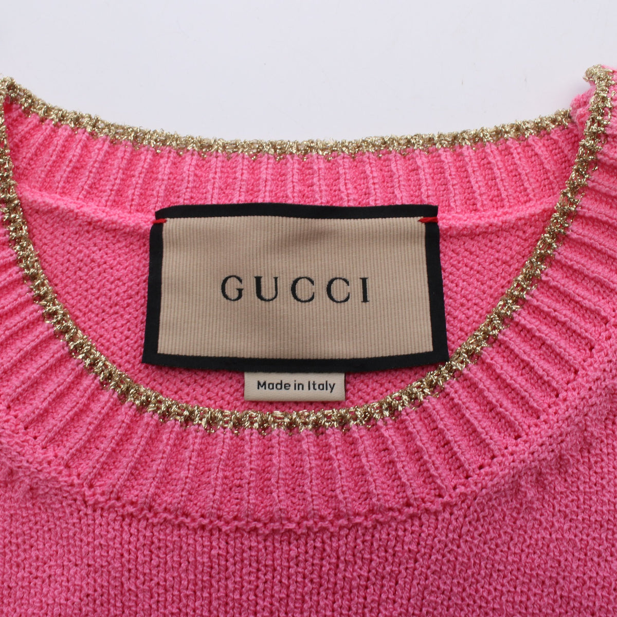 ノースリーブ ニットワンピース コットン ピンク グッチ ワンピース GUCCI