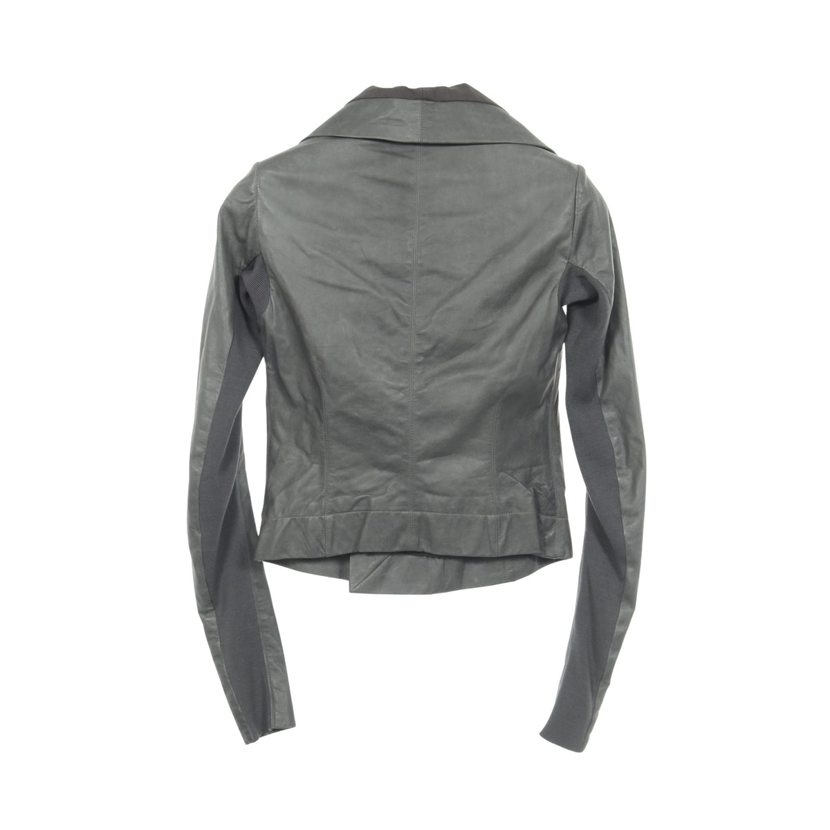 CLASSIC BIKER ニット切替 レザージャケット レザー ウール グレーグリーン リックオウエンス