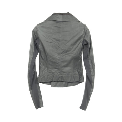 CLASSIC BIKER ニット切替 レザージャケット レザー ウール グレーグリーン リックオウエンス