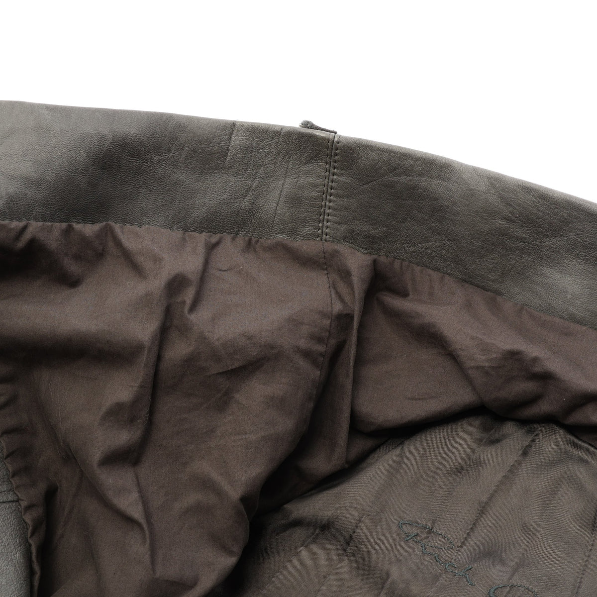 CLASSIC BIKER ニット切替 レザージャケット レザー ウール グレーグリーン リックオウエンス