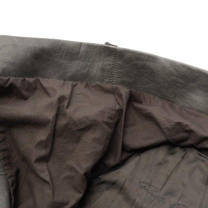 CLASSIC BIKER ニット切替 レザージャケット レザー ウール グレーグリーン リックオウエンス