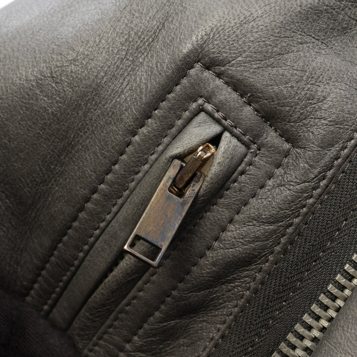 CLASSIC BIKER ニット切替 レザージャケット レザー ウール グレーグリーン リックオウエンス