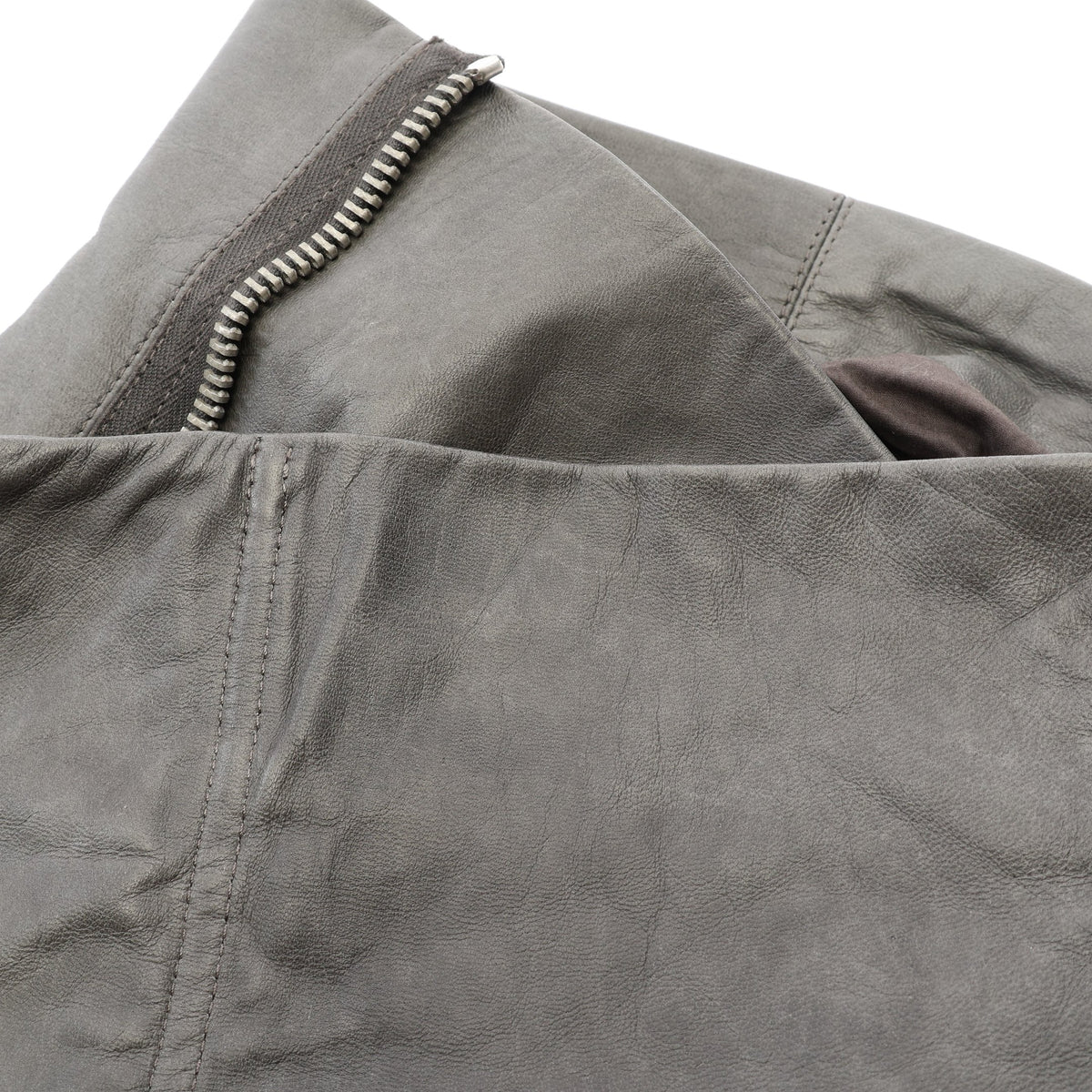 CLASSIC BIKER ニット切替 レザージャケット レザー ウール グレーグリーン リックオウエンス