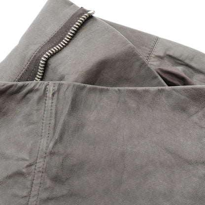 CLASSIC BIKER ニット切替 レザージャケット レザー ウール グレーグリーン リックオウエンス