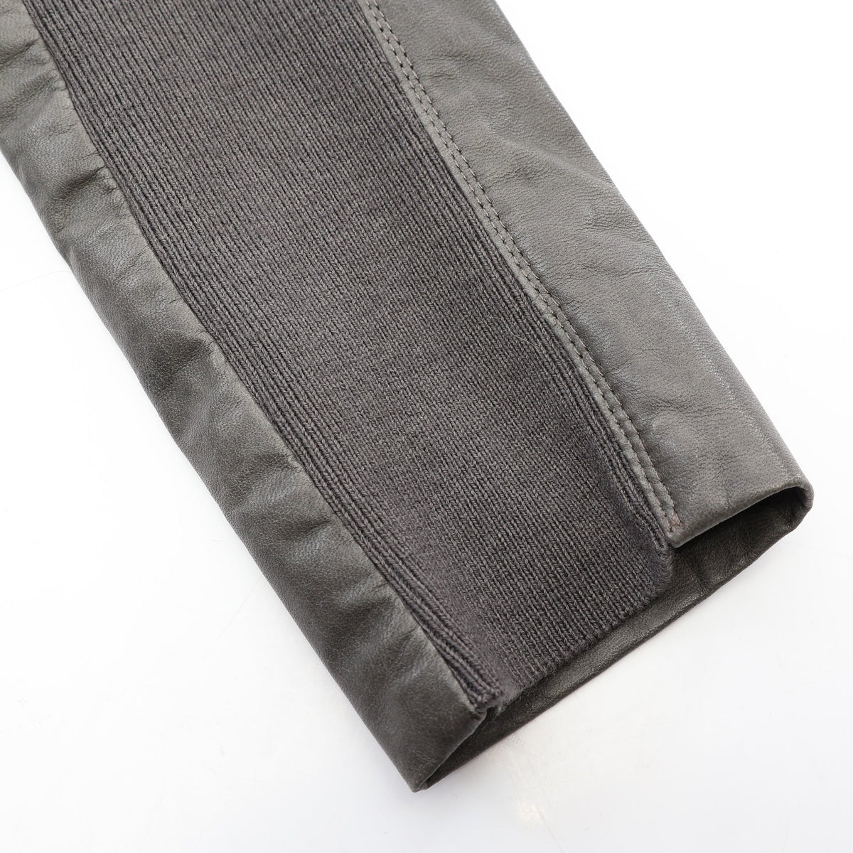 CLASSIC BIKER ニット切替 レザージャケット レザー ウール グレーグリーン リックオウエンス