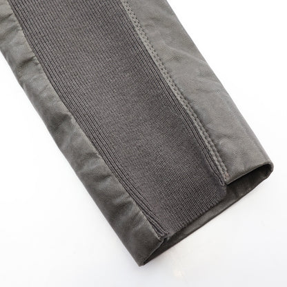 CLASSIC BIKER ニット切替 レザージャケット レザー ウール グレーグリーン リックオウエンス