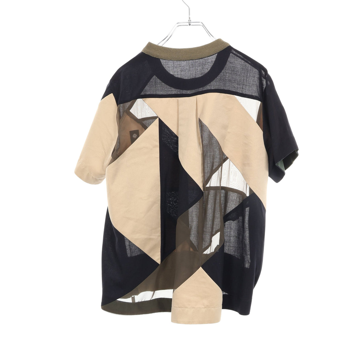 sacai × Hank Willis Thomas Solid Mix Pullover 切替え ジップ トップス コットン ウール カーキグリーン ネイビー ベージュ サカイ トップス sacai
