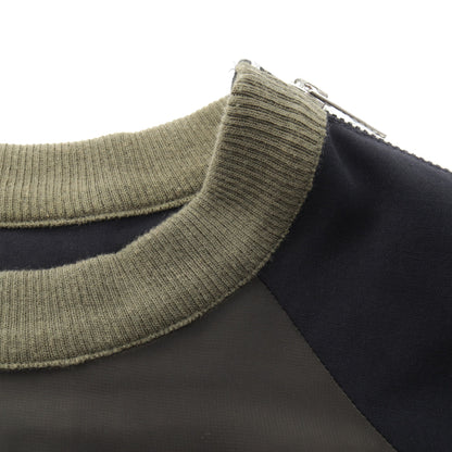 sacai × Hank Willis Thomas Solid Mix Pullover 切替え ジップ トップス コットン ウール カーキグリーン ネイビー ベージュ サカイ トップス sacai
