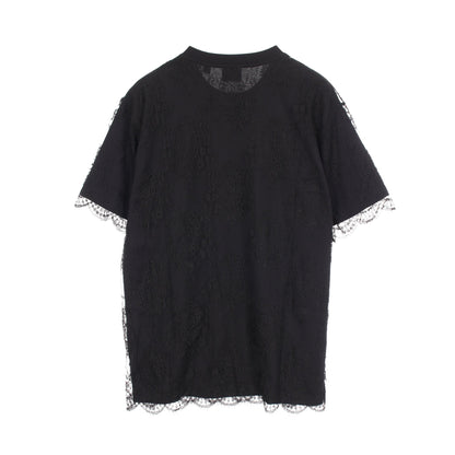 総レース ロゴプリント 半袖Tシャツ コットン ブラック バーバリー
